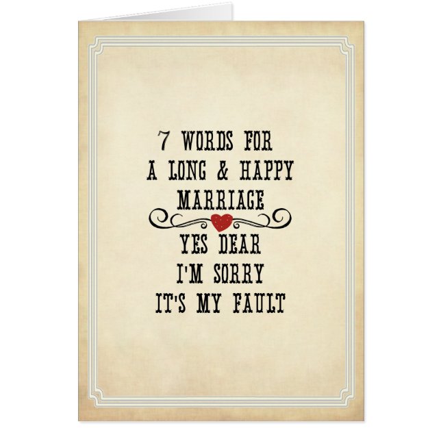 7 Words For A Long and Happy Marriage (Front)