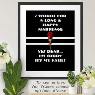 7 Words For A Long And Happy Marriage Poster