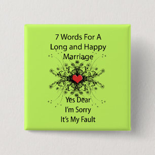 7 Words For A Long Marriage 2 Inch Square Button