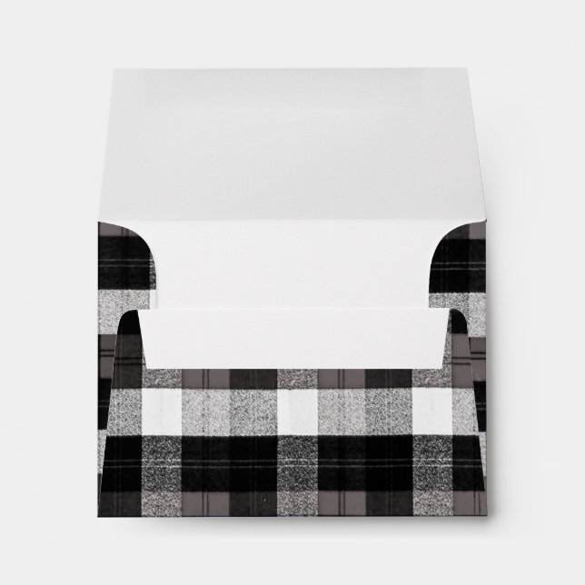 7 Wx5 h Enveloppe Xmas Baffalo Plaid Noir Blanc (Dos (Bas))