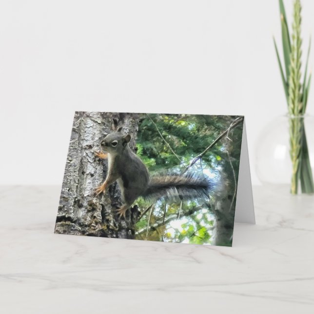 7"x5" Folded Card || Tree Squirrel Photo Paint (Front)