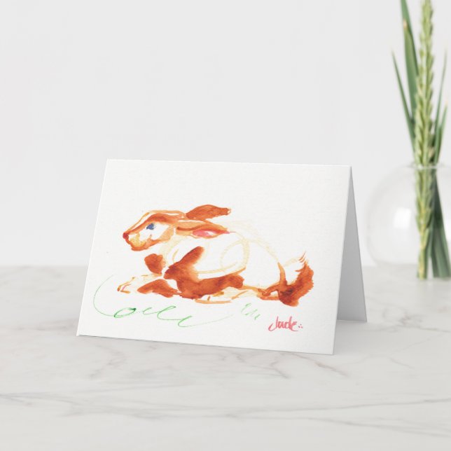 7" x 5" Bunny Greeting Card, White Envelopes inc. Holiday Card (Front)