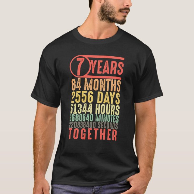 7 Year Anniversary  For Him Her Couple 7th Wedding T-Shirt (Front)