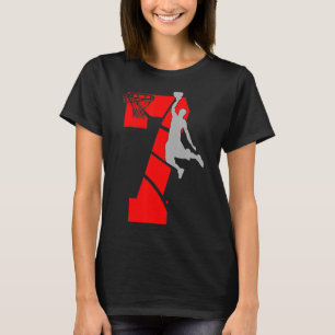 7 Year Old 7th Basketball Birthday PartyTheme Boys T-Shirt