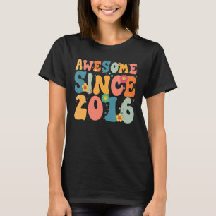7 Year Old Awesome Since 2016 7th Birthday   Girl  T-Shirt