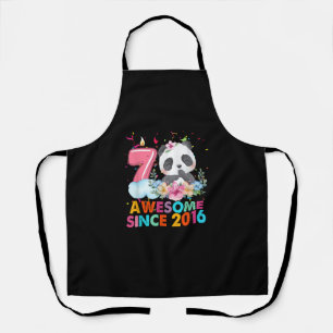 7 Year Old Awesome since 2016 Panda 7th Birthday B Apron