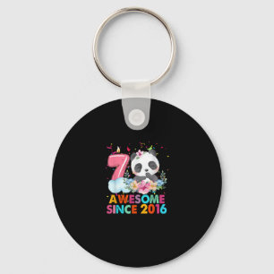 7 Year Old Awesome since 2016 Panda 7th Birthday B Keychain