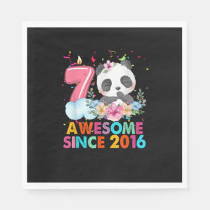 7 Year Old Awesome since 2016 Panda 7th Birthday B Napkin