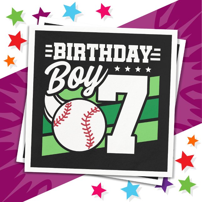7 Year Old Baseball Party Theme 7th Birthday Boy Napkin (Creator Uploaded)