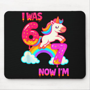 7 Year Old Birthday 67 Was 6 Now I'm 7 Dabbing Uni Mouse Pad