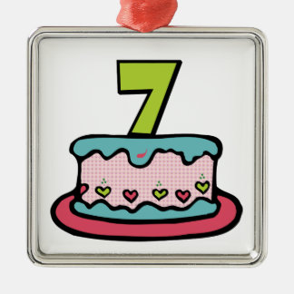 7 Year Old Birthday Cake Metal Ornament