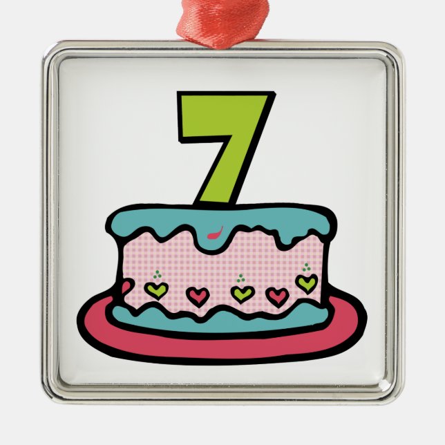 7 Year Old Birthday Cake Metal Ornament (Front)