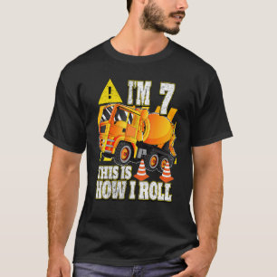 7 Year Old Birthday Concrete Mixer Truck T-Shirt