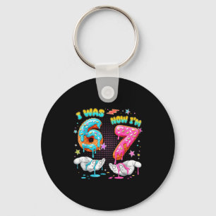 7 Year Old Birthday Funny I Was 6 Now I'm 7 Boy Gi Keychain