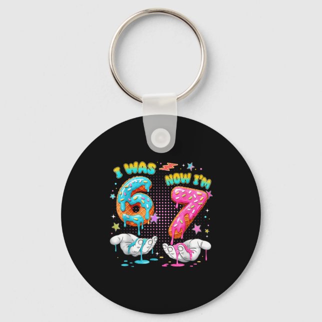 7 Year Old Birthday Funny I Was 6 Now I'm 7 Boy Gi Keychain (Front)