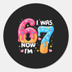 7 Year Old Birthday I Was 6 Now I'm 7 67 Funny Kid Classic Round Sticker