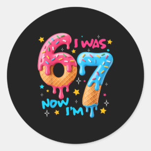 7 Year Old Birthday I Was 6 Now I'm 7 67 Funny Kid Classic Round Sticker
