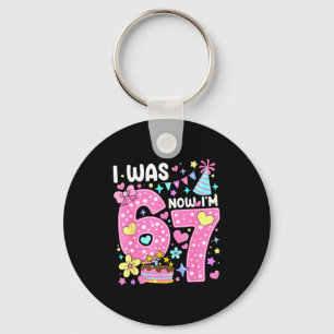 7 Year Old Birthday I Was 6 Now I'm 7 67 Funny Kid Keychain