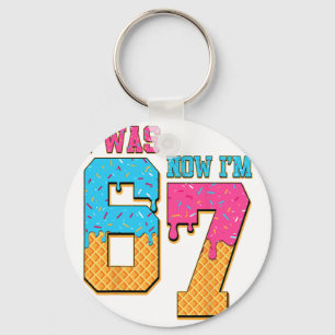7 Year Old Birthday I Was 6 Now I'm 7 Drip 67 Meme Keychain