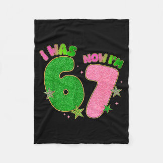 7 Year Old Birthday I Was 6 Now Im 7 Funny 67 Meme Fleece Blanket