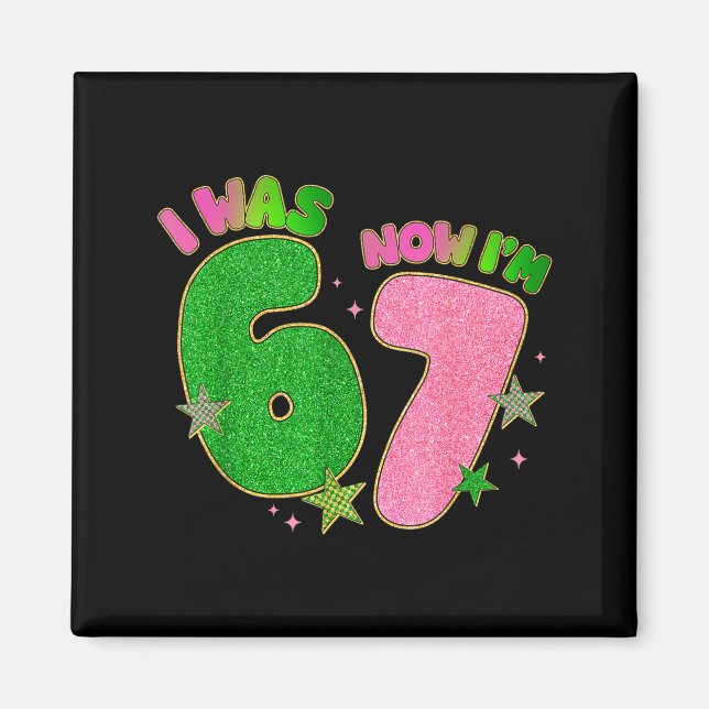 7 Year Old Birthday I Was 6 Now Im 7 Funny 67 Meme Magnet (Front)