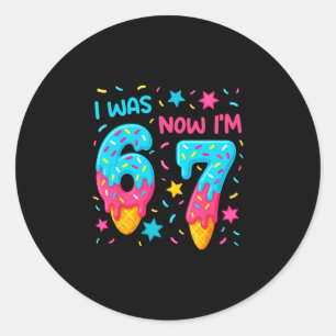7 Year Old Birthday Shirt Was 6 Now I'm 7 67 Funny Classic Round Sticker