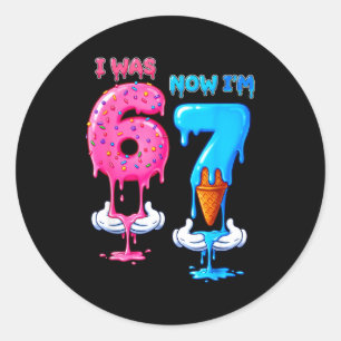 7 Year Old Birthday Was 6 Now I'm 7 Funny 7th Bday Classic Round Sticker