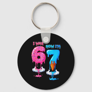 7 Year Old Birthday Was 6 Now I'm 7 Funny 7th Bday Keychain