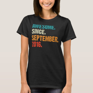 7 Year Old Boy 7th Birthday Awesome Since Septembe T-Shirt