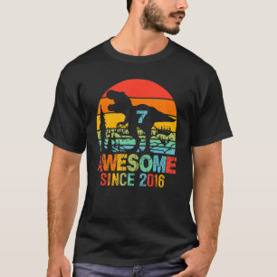 7 Year Old Boy 7th Birthday Dinosaur Awesome Sinc T-Shirt