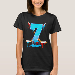 7 Year Old Boys 7th Birthday Ice Hockey Ice Cream T-Shirt