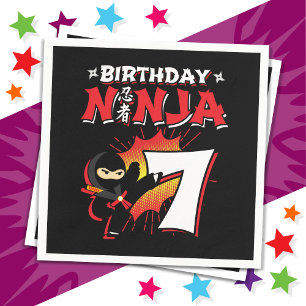 7 Year Old Comic Book Style Ninja 7th Birthday Napkin