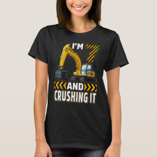 7 Year Old Construction Truck Excavator Birthday 7 T-Shirt