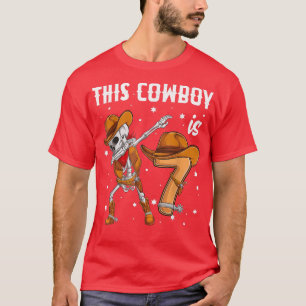 7 year old Cowboy Western Dabbing Skeleton 7th bir T-Shirt