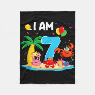 7 year old crab lover 7th crab theme beach summer fleece blanket
