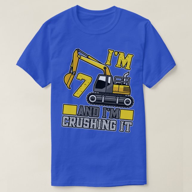 7 year old Crushing It Construction Truck 7th Birt T-Shirt (Design Front)