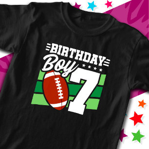7 Year Old Football Party Theme 7th Birthday Boy T-Shirt
