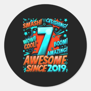 7 Year Old For Boys 7th Birthday Boy 7 Year Old Bo Classic Round Sticker