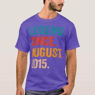 7 Year Old Gifts Legend Since August 2015 7th Birt T-Shirt
