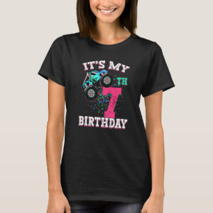 7 Year Old Girl 7th Birthday Monster Truck Boy Cru T-Shirt