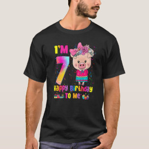 7 Year Old Girl Awesome Princess Cute Pig  7th Bir T-Shirt
