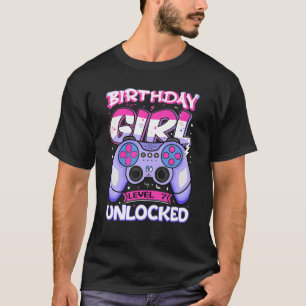 7 Year Old Girl Gamer Level Unlocked 7Th Birthday T-Shirt