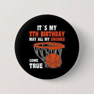 7 Year Old Happy 7th Birthday Basketball 7th Birth 2 Inch Round Button