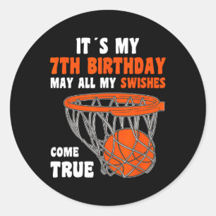 7 Year Old Happy 7th Birthday Basketball 7th Birth Classic Round Sticker
