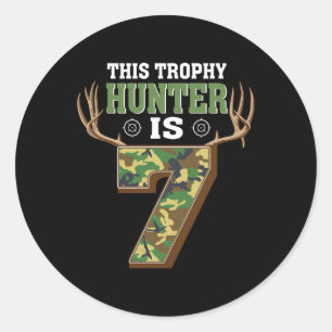 7 Year Old Hunting 7th Birthday Party Deer Hunter  Classic Round Sticker