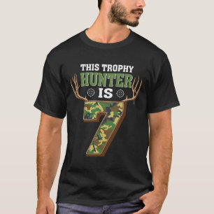 7 Year Old Hunting 7th Birthday Party Deer Hunter  T-Shirt