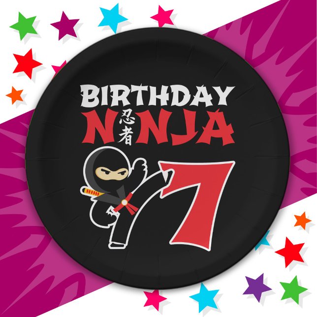 7 Year Old Karate Ninja Party Kids 7th Birthday Paper Plate (Creator Uploaded)