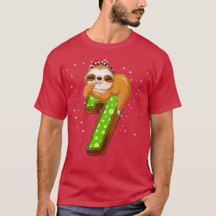 7 Year Old Sloth 7th Birthday Girl Party Cute Slot T-Shirt