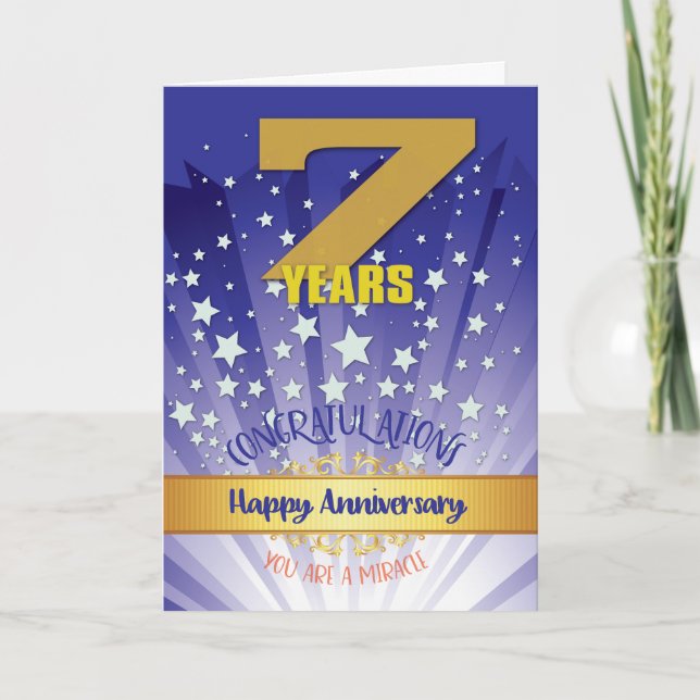 7 Year Recovery Anniversary Bold Numeral Card (Front)