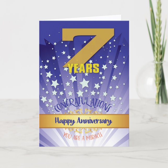 7 Year Recovery Anniversary Bold Numeral Card (Front)